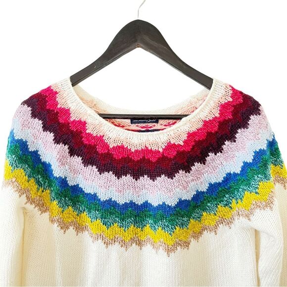 American Eagle Outfitters Rainbow Cream Fair Isle Cozy Boatneck Sweater - Picture 3 of 10
